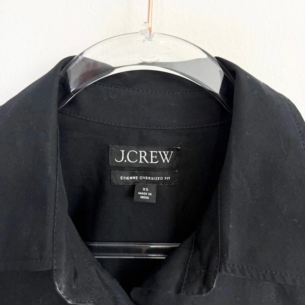 J.Crew Étienne Oversized Black Cotton Button Front Shirt XS